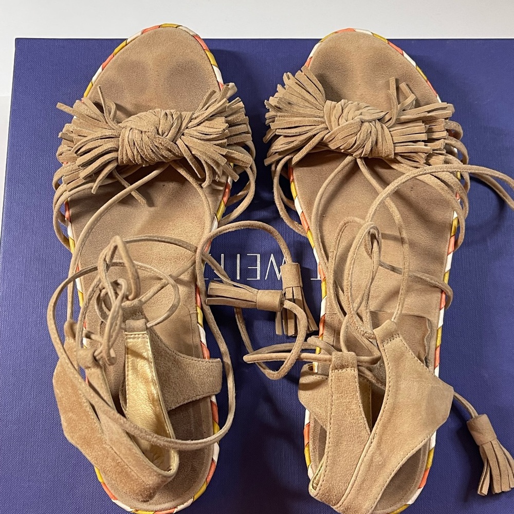 Stuart Weitzman sandals, strappy, size 7.5 us, used -good